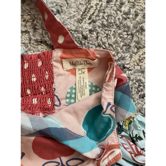 Matilda Jane Wonderment Bike Path Knot Dress SZ 2 Apron Whimsical Pink - Picture 4 of 5